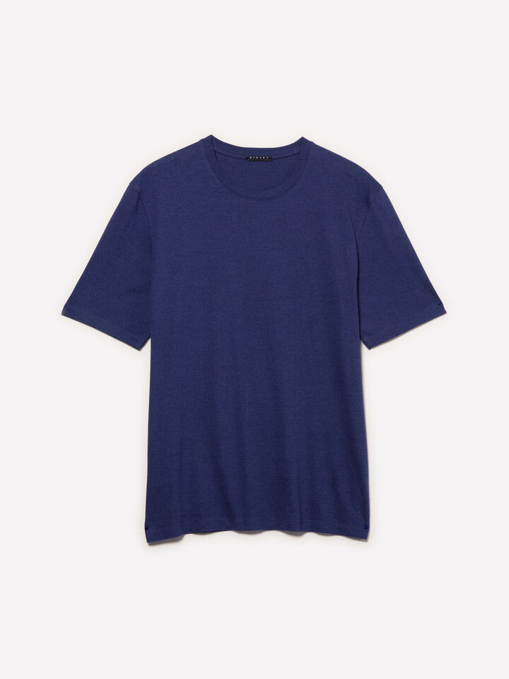 Blue regular fit short sleeve t-shirt  - men's short sleeve t-shirts - Blue | Sisley image number 5